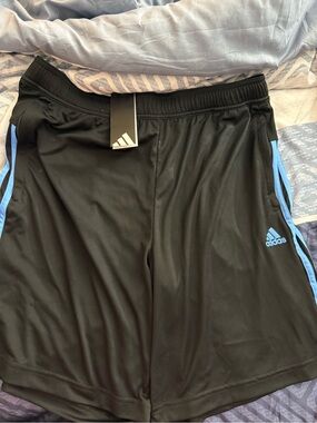 adidas Black Athletic Shorts with Light Blue Accents